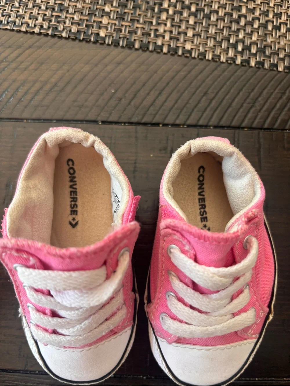 Converse Baby Pink and Black Canvas Sneakers